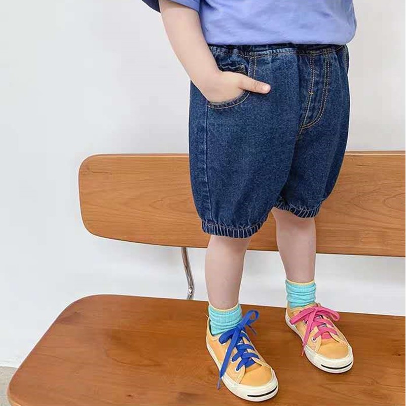 Quần Short Jean Chất Bò Co Giãn Xuất Xịn Hình Khủng Long Cho Bé Trai Và Bé Gái BOBO QS02