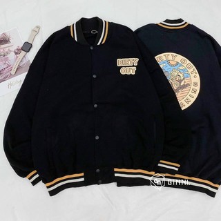 Áo khoác bomber nỉ dirty out bóng chày - ginni bomber jacket