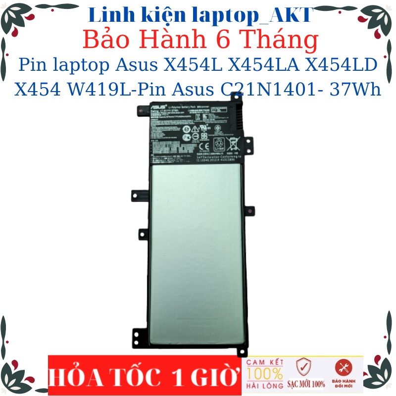 Pin laptop Asus X454L X454LA X454LD X454 W419L-Pin Asus C21N1401- 37Wh