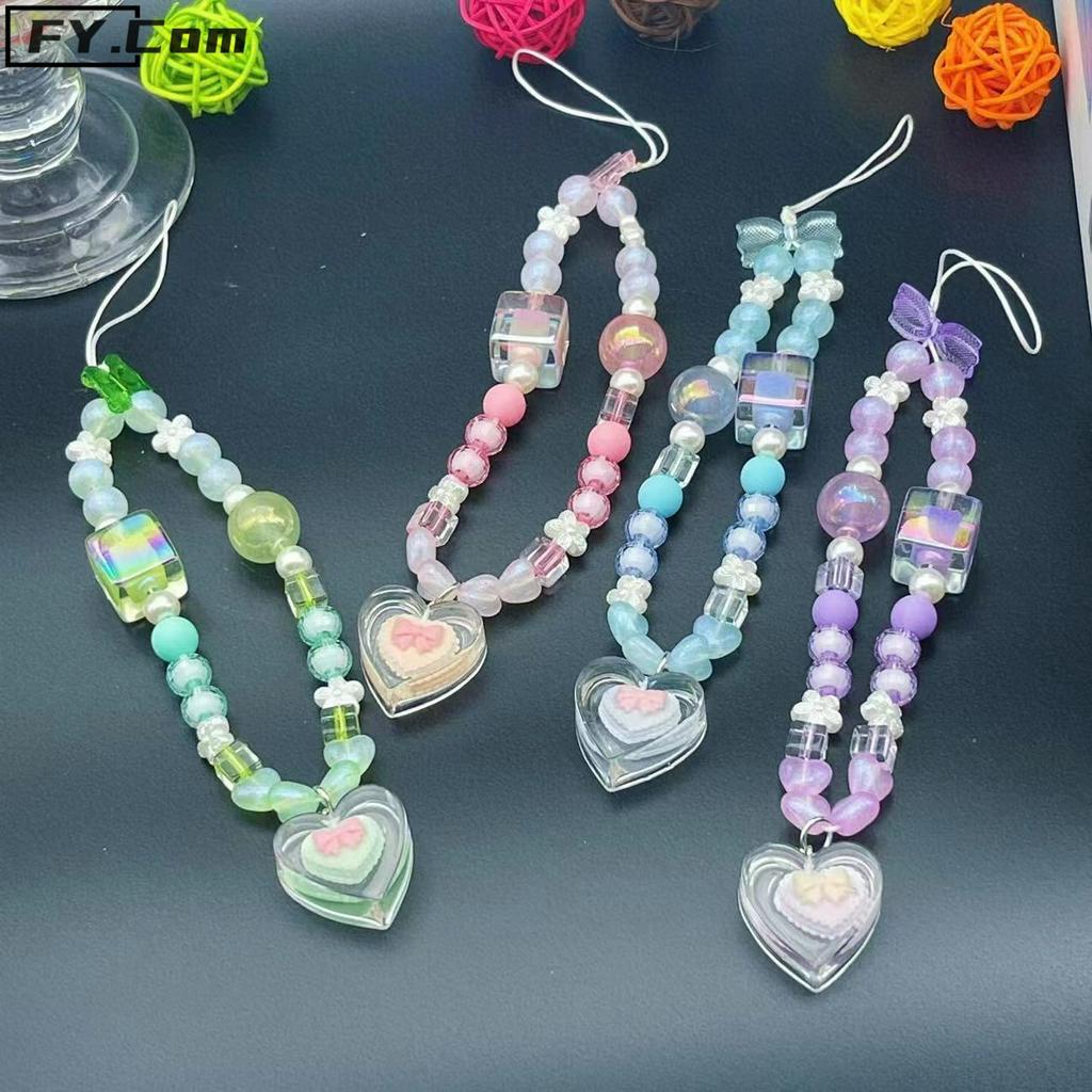 Dây Đeo Điện Thoại Họa Tiết Trái Tim Hoạt Hình 3D Màu Tương Phản Kiểu Hàn Quốc