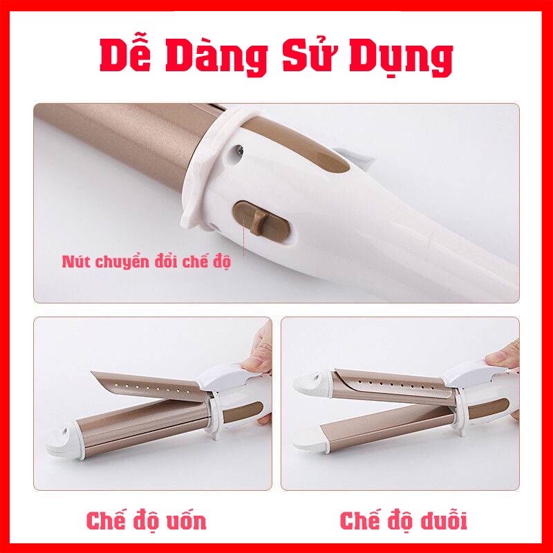 Máy uốn tóc mini đa năng giá rẻ, máy là duỗi uống tóc xoăn sóng làm thẳng 2 in 1 chính hãng