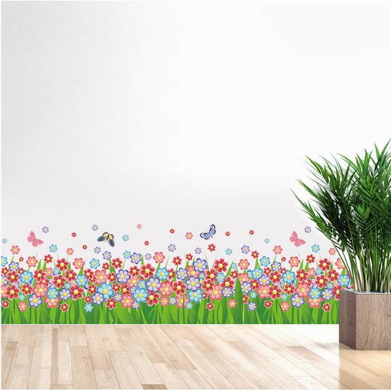 Decal trang trí chân tường hoa LiTi