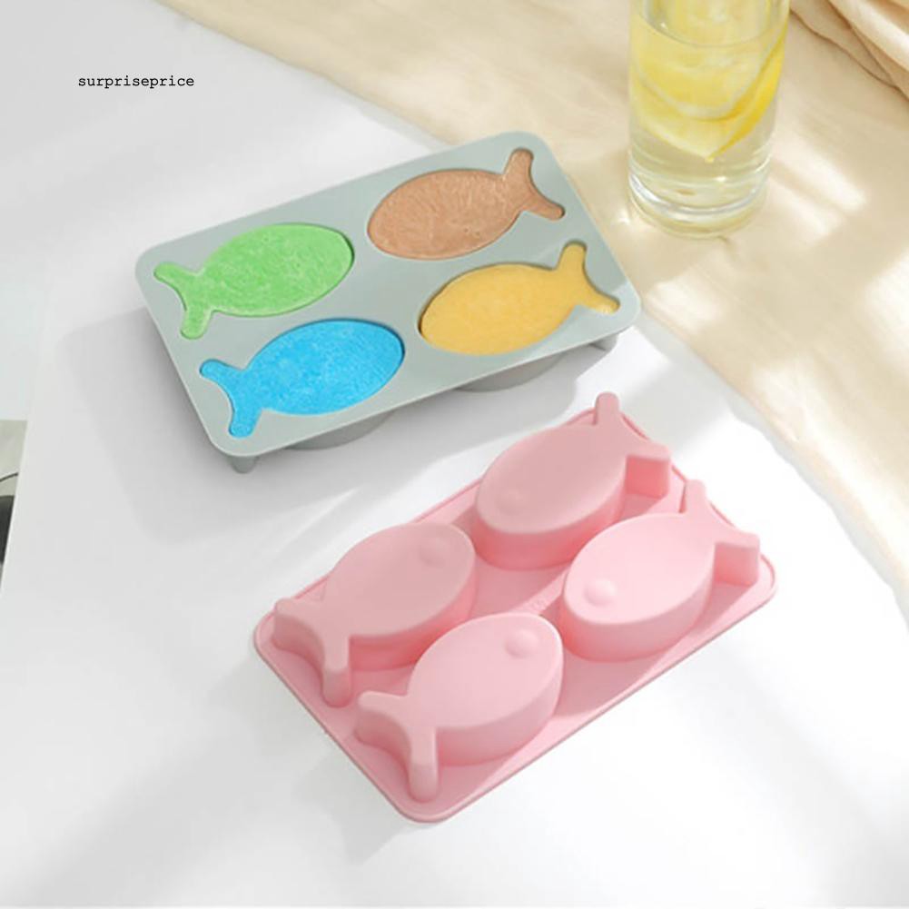 Khuôn silicone làm bánh 4 ô hình cá đáng yêu tiện dụng