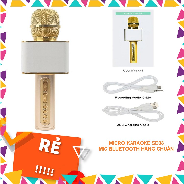 MICRO KARAOKE SD08 MIC BLUETOOTH HÀNG CHUẨN