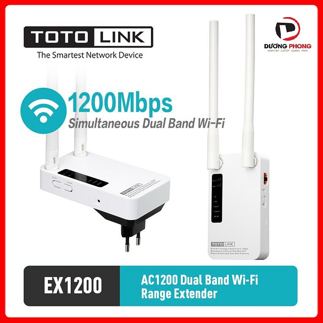 Kích sóng Wi-Fi Băng Tần Kép AC1200 Totolink EX1200M - BH24 Tháng Chính hãng