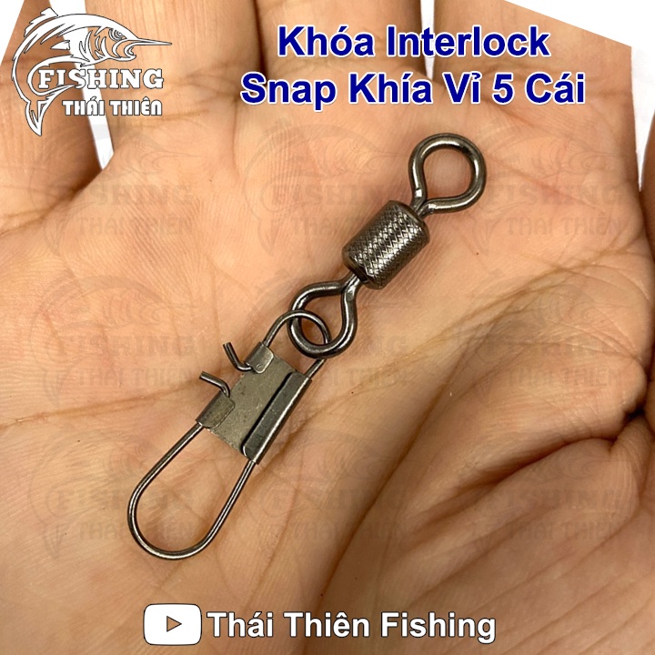 Khóa Link Câu Cá C/L Interlock Snap Khía Vỉ 5 Cái Chuyên Dùng Câu Cá Tra, Các Loại Cá Lớn