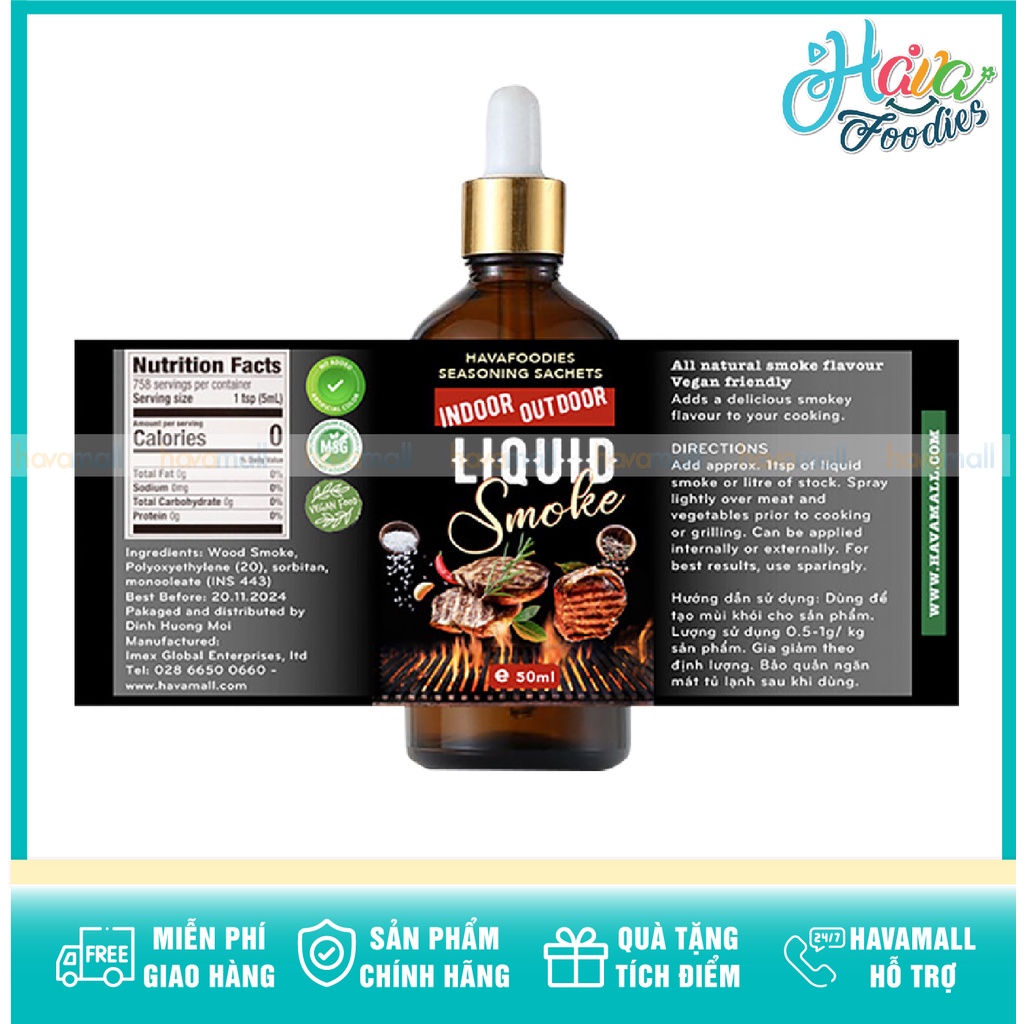 Hương Khói Gỗ Sồi Dạng Nước Chai Thủy Tinh Có Ống Bóp 50ml