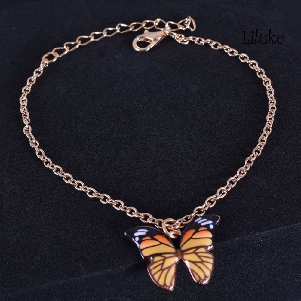 Lắc Chân Hợp Kim Trang Trí Mặt Hình Bươm Bướm Nhiều Màu Sắc Cho Nữ