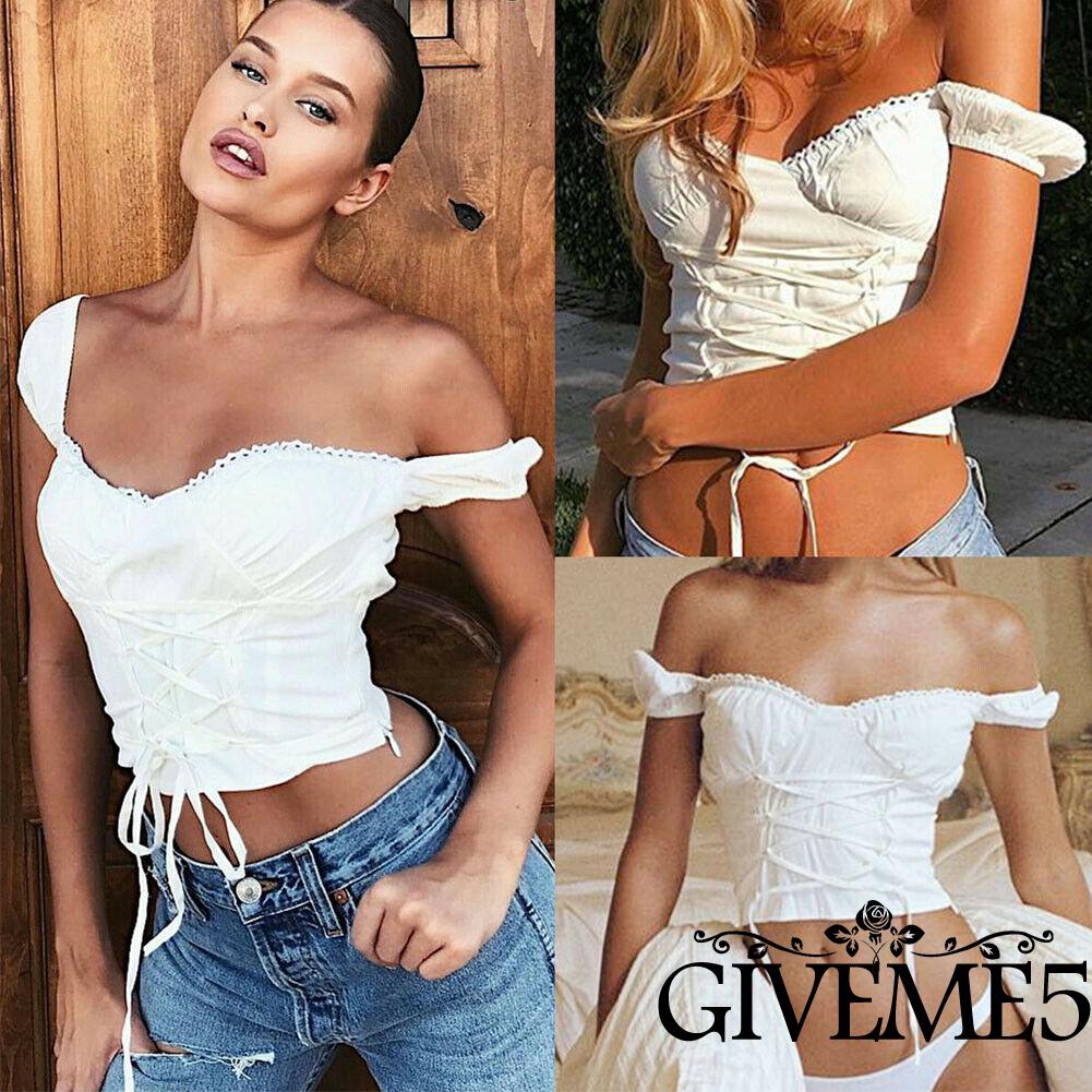 Áo thun croptop trễ vai quyến rũ cho nữ