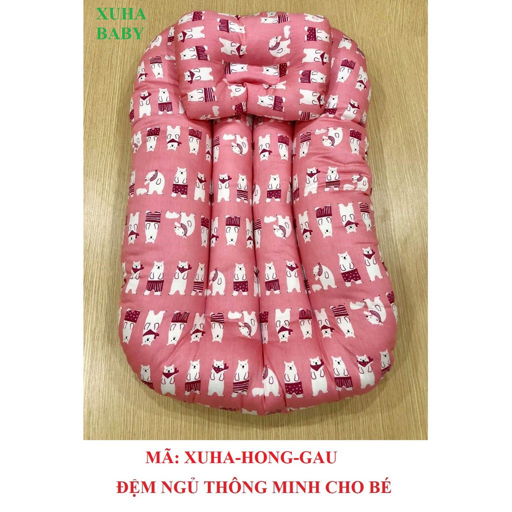 Đệm ngủ thông minh LIDACO cho bé Cotton 100% (kèm gối ngủ chống móp đầu)