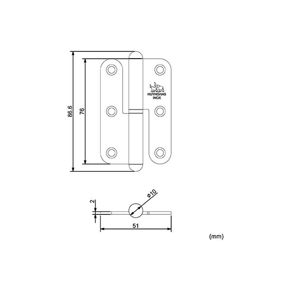 Bản lề cối inox 03 Huy Hoàng màu bạc