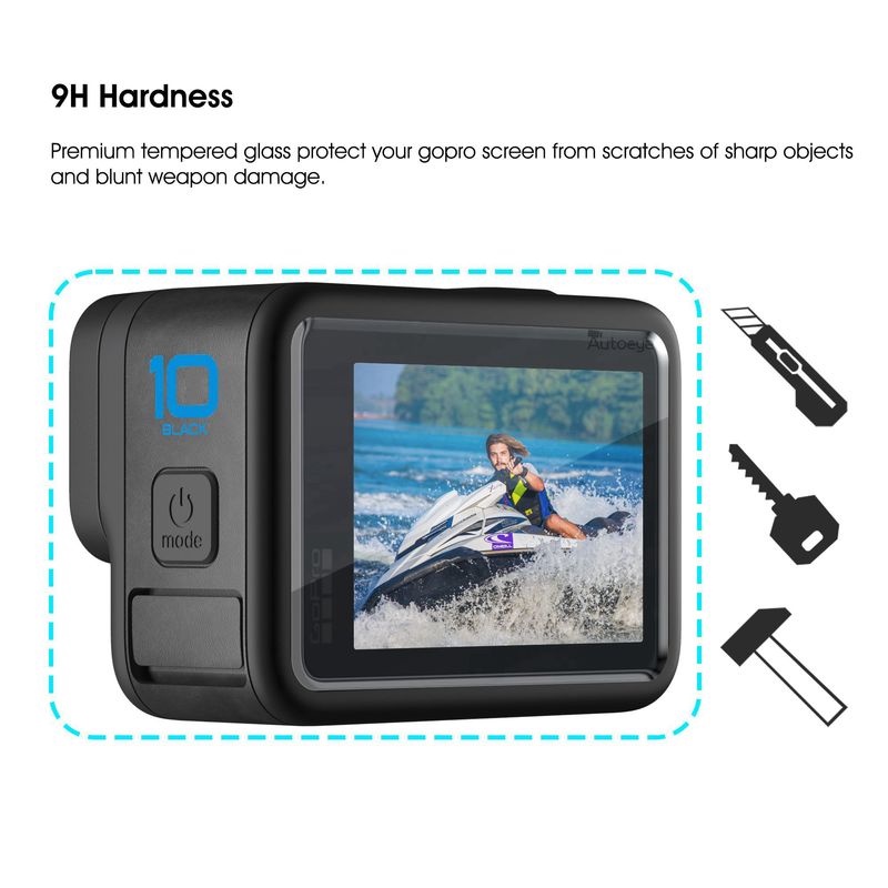 Set 3 kính cường lực 9H siêu mỏng chống vân tay cho Go Pro HERO 10 Black
