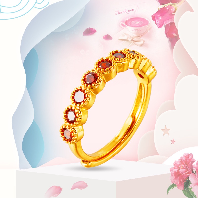 Nhẫn nữ mạ vàng 24k sang trọng, phong cách thanh lịch và cổ điển, kích thước có thể điều chỉnh