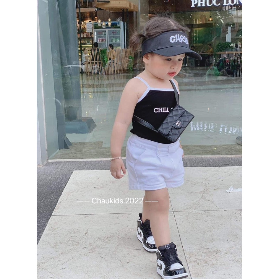 Sét áo 2 dây cho bé gái chất cotton Chill Out kết hợp quần short kaki sành điệu