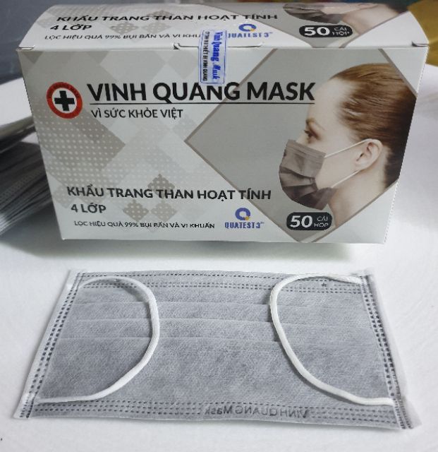 Khẩu trang 4l than hoạt tính VINH QUANG màu xám