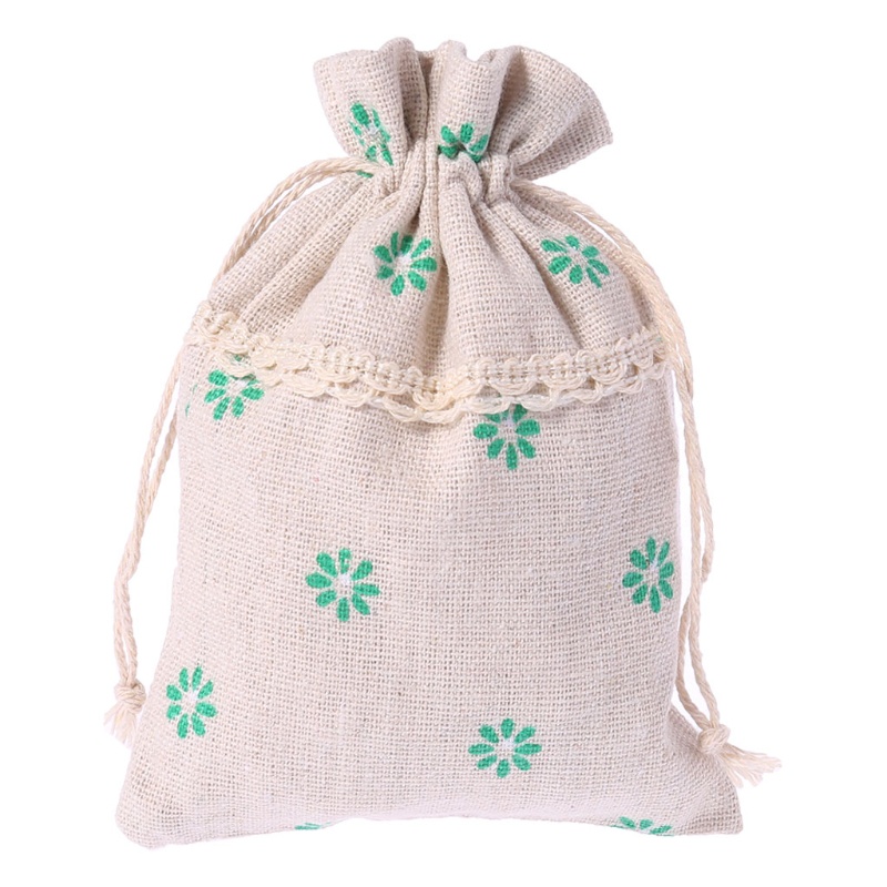 Túi Dây Rút Vải Lanh Cotton Đựng Kẹo Trang Sức Họa Tiết Giáng Sinh Giá Đỡ