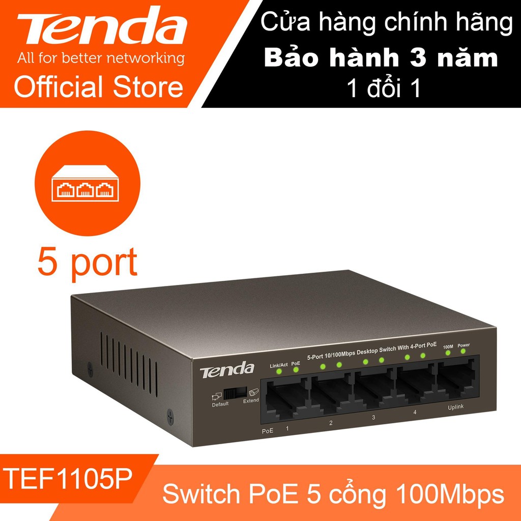 [HOT] Switch PoE Tenda TEF1105P, Hàng chính hãng, bảo hành 36 tháng - Rẻ nhất Shopee