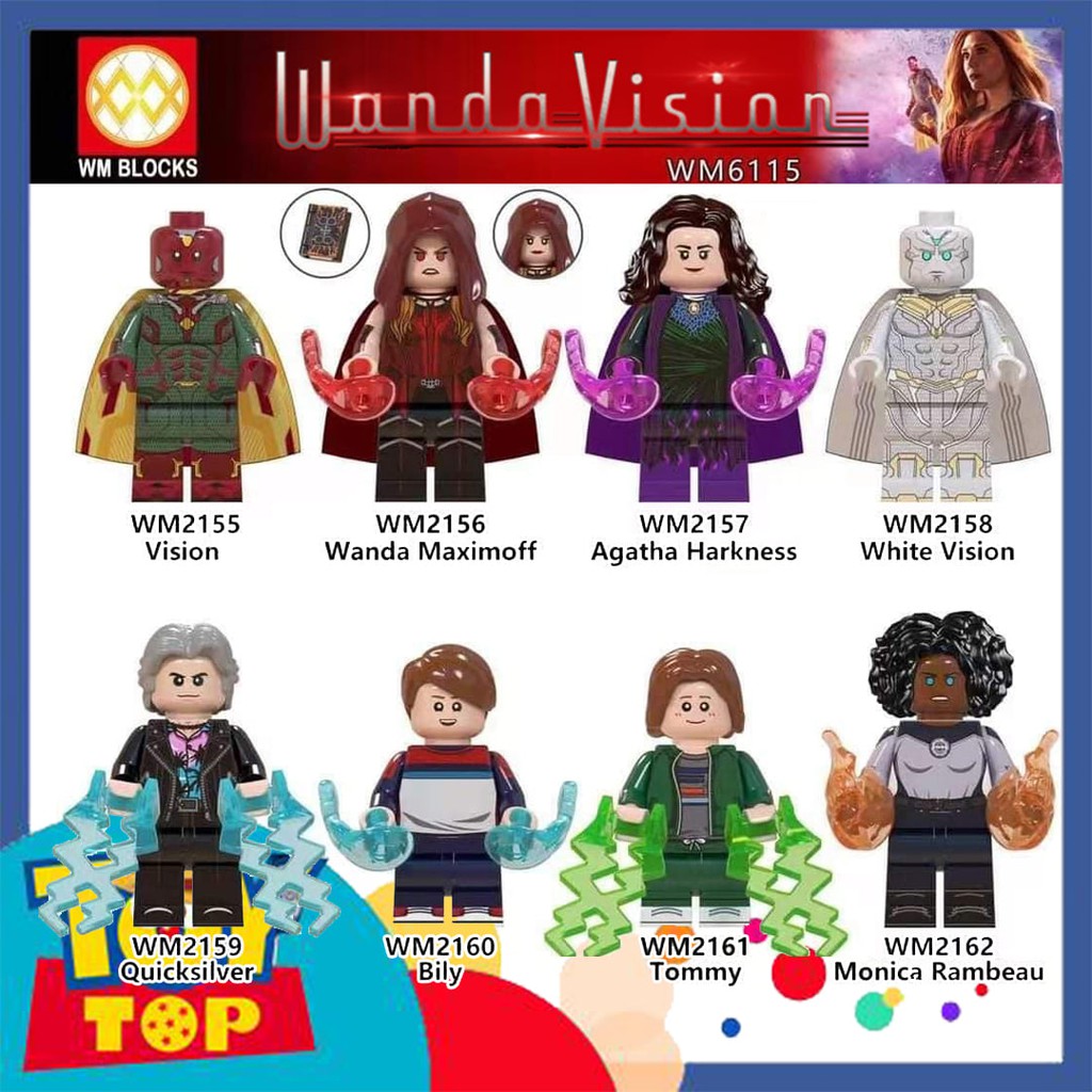 [Một con] Đồ chơi Marvel MCU WandaVision Minifigures các mẫu nhân vật Wanda Vision Quicksilver Agatha .. WM6115