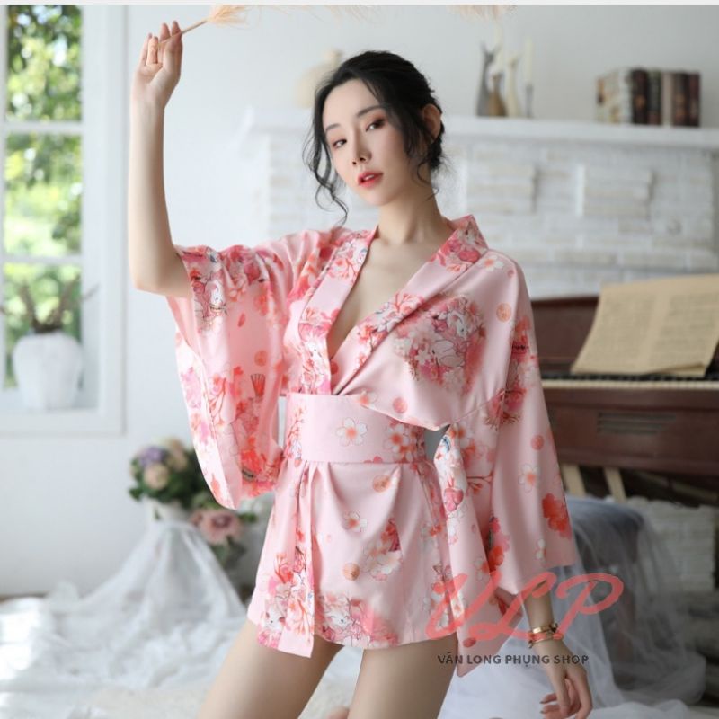 [BIGSIZE_75KG]_DN88_Set bộ Cosplay Kimono hoa anh đào