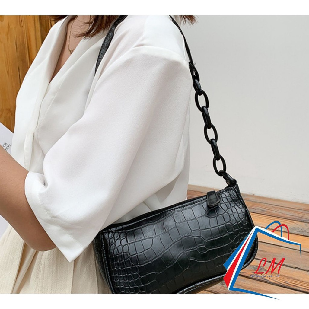 Túi kẹp nách đeo vai, đeo chéo phối xích màu HQ160