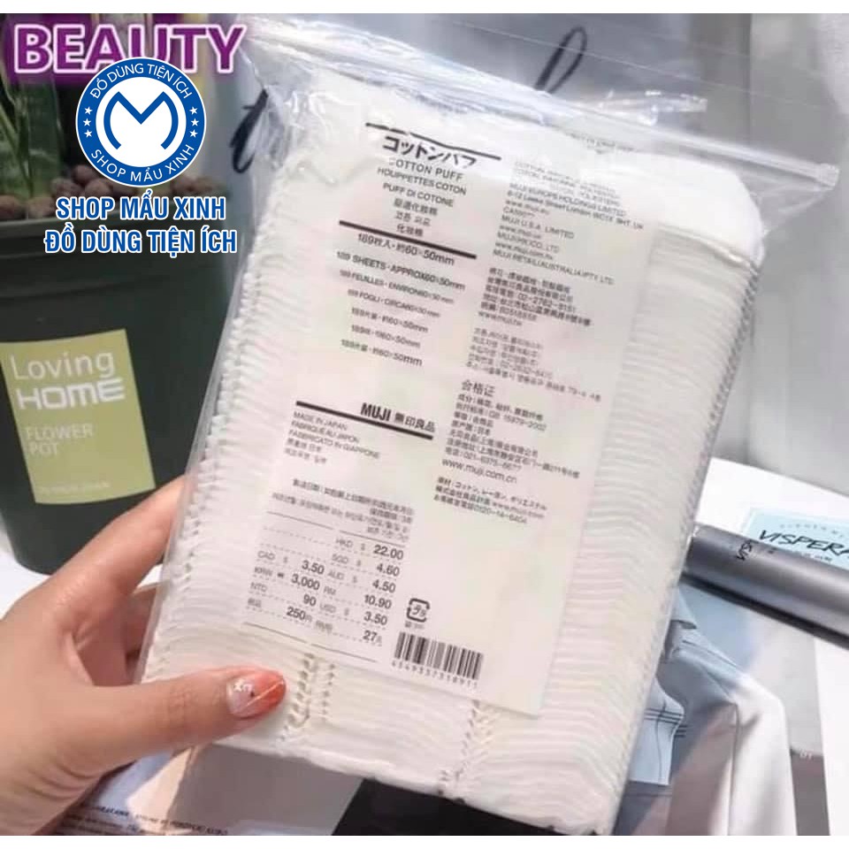 Bông Tẩy Trang Muji Cotton Tách Lớp Hữu Cơ (hàng chính hãng) – Bông Tẩy Trang An Toàn SHOPMAUXINH