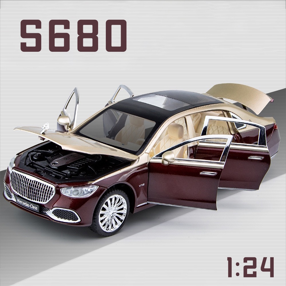 Mô Hình Xe Hơi Maybach S680 Bằng Hợp Kim Tỉ Lệ 1: 24 Có Đèn Và Nhạc Độc Đáo Sống Động