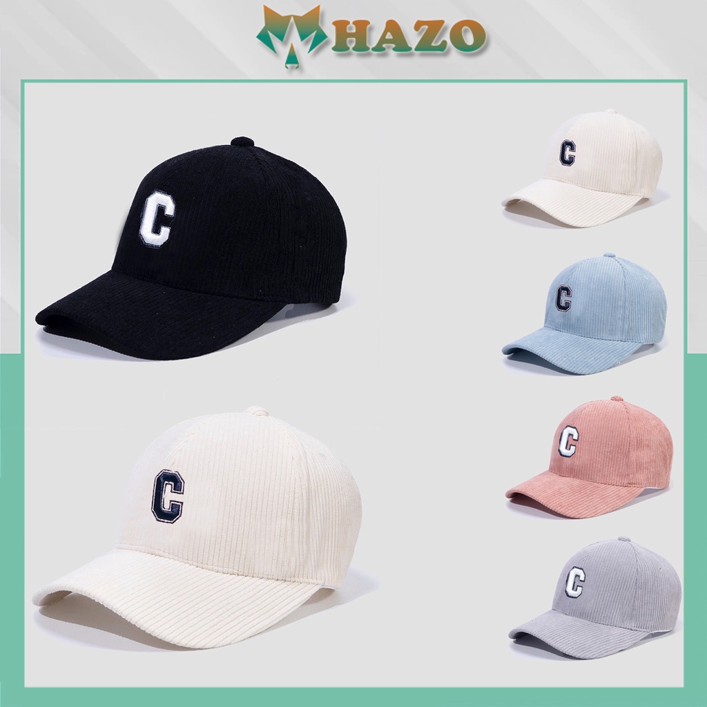 Mũ Lưỡi Trai Nón Kết Nhung Cao Cấp Thêu Chữ C Viền 418 Phong Cách Ulzzang Form Unisex Nam Nữ - Hazo