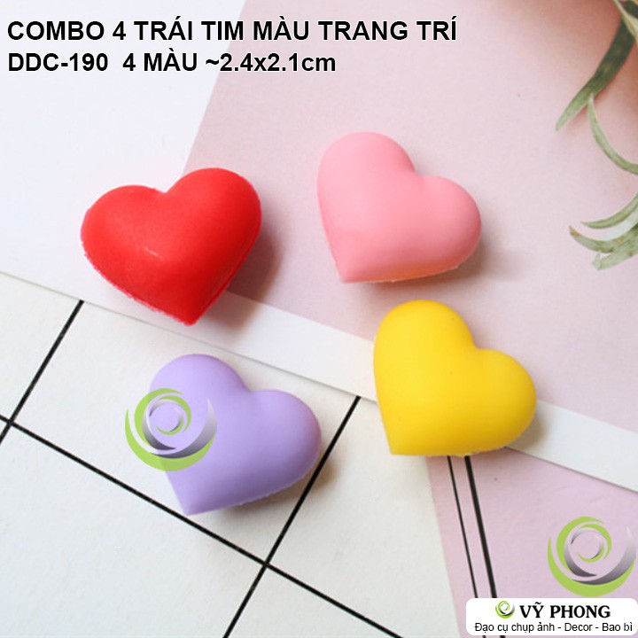 SET COMBO 4 TRÁI TIM MÀU TRANG TRÍ CHỤP HÌNH ĐẠO CỤ CHỤP ẢNH SẢN PHẨM INS DDC-190