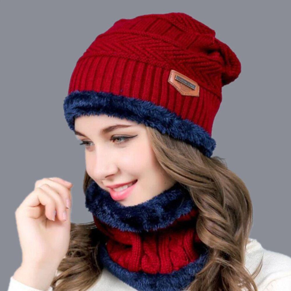 Mũ beanie Kiêm Khăn Choàng Cổ Mềm Mại Giữ Ấm Cho Nam Và Nữ