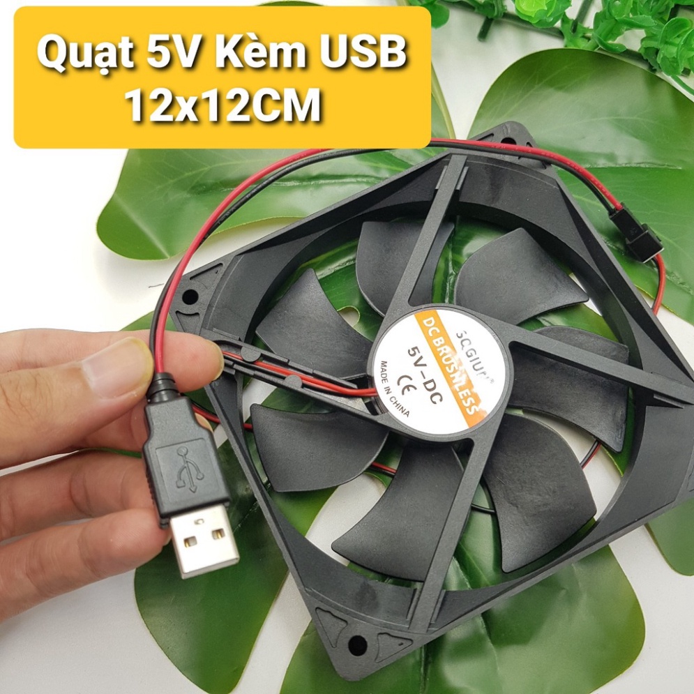 Quạt Tản Nhiệt 5V 12x12CM Tốc Độ 2100RPM🍀Quạt 5V Làm Mát PC LapTop Wifi Thủy Sinh Hút Mùi