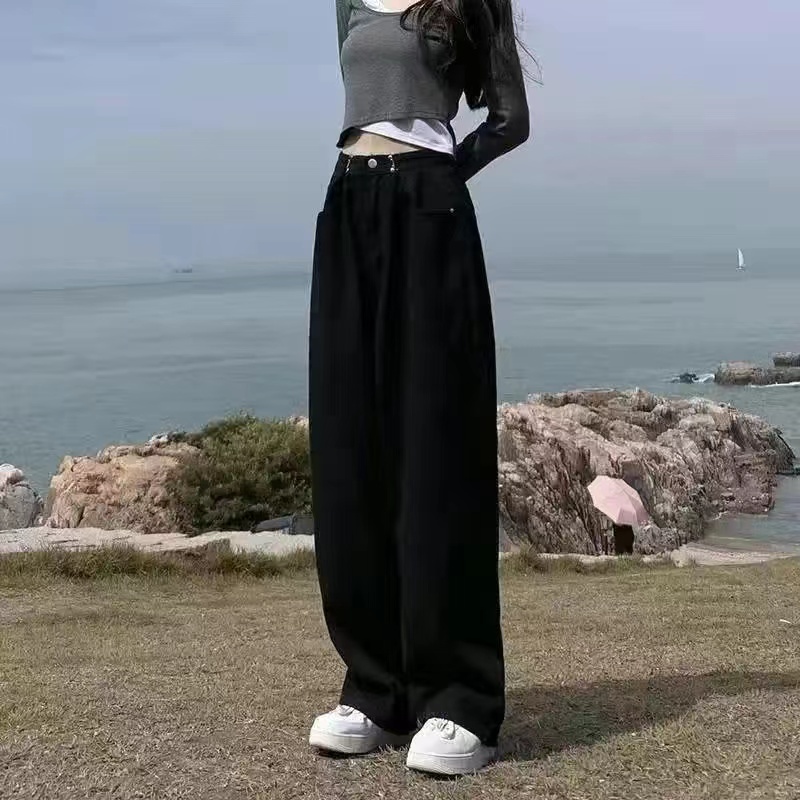 Quần jeans Nữ Ống Rộng Lưng Cao Thời Trang Hàn Mới