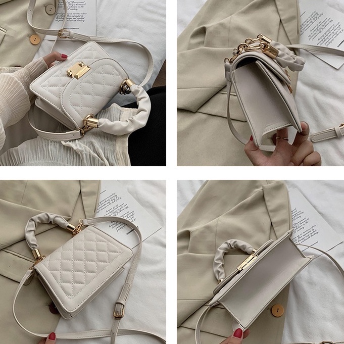 Túi xách nữ đeo chéo cầm tay đi chơi thêu chỉ khóa lẫy xinh xắn PK 372