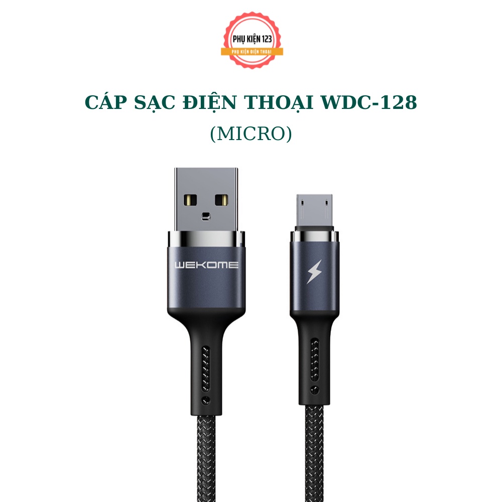 Cáp sạc nhanh King Kong 3A Wekome  WDC-128 dây dù chống lắc cơ học siêu bền