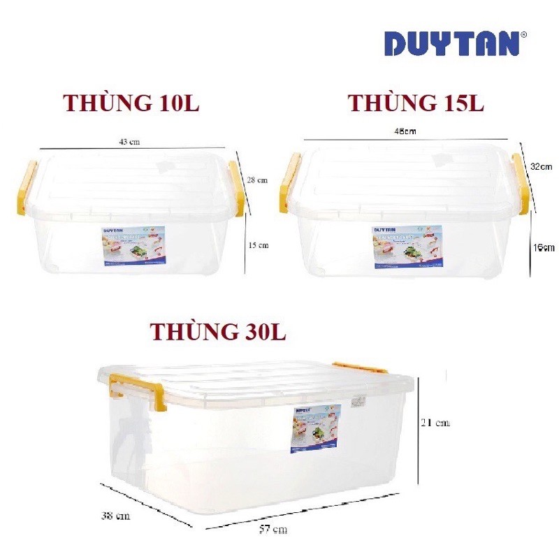 Thùng nhựa chữ nhật Duy Tân 10L, 15L, 30L