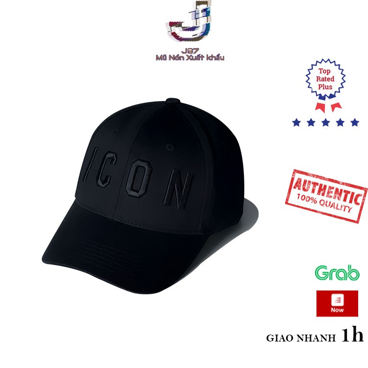 Nón lưỡi trai Icon xuất khẩu J97 store màu đen logo thêu cực ôm đầu cá tinh full hộp