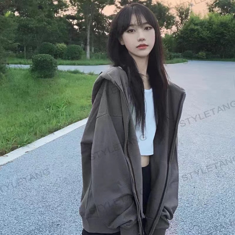 Áo Khoác Hoodie Dáng Rộng Thời Trang Xuân Thu Cho Nữ