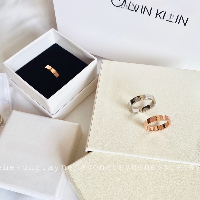 Nhẫn cặp đôi CK hook crystals rings KHẮC TÊN