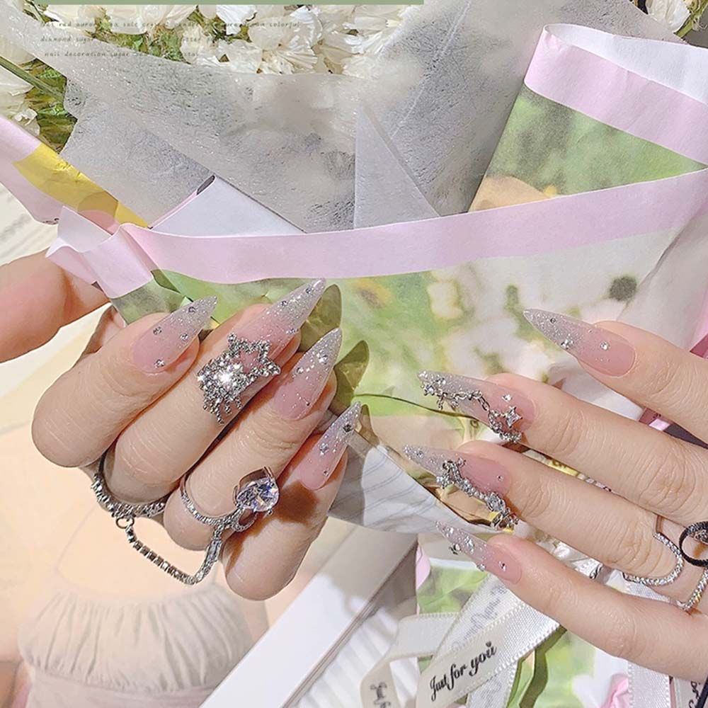 [Hàng mới về] Đá đính 3D đính ngọc trai hình trái tim phong cách Nhật Bản trang trí móng tay đẹp mắt