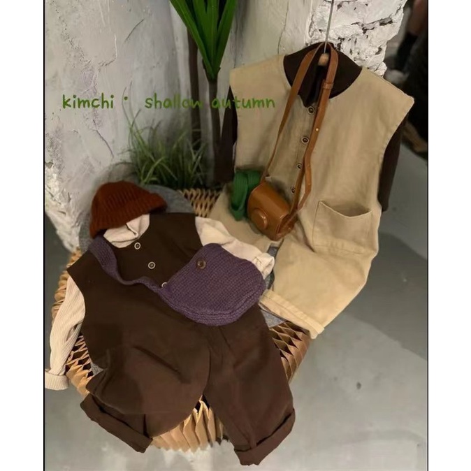 Bộ Áo Liền Quần Cotton Dáng Rộng Phong Cách Mori Hàn Quốc Nhật Bản Thời Trang Thu Đông Hàng Mới Dành Cho Bé Trai Và Bé Gái