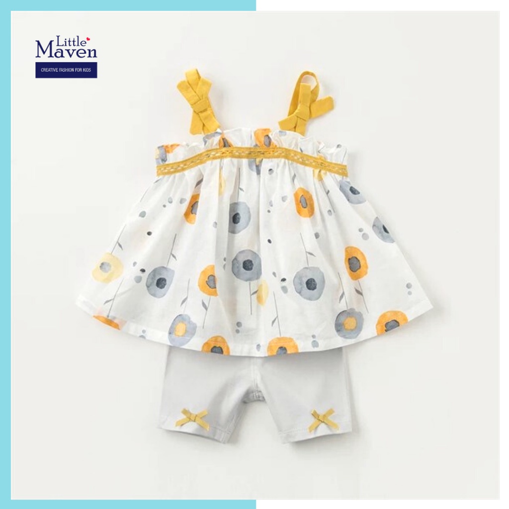 Bộ hè cotton Little Maven 2 dây PD1903 cho bé gái 2-8 tuổi Mẫu mới 2022 - Little Maven Official Store