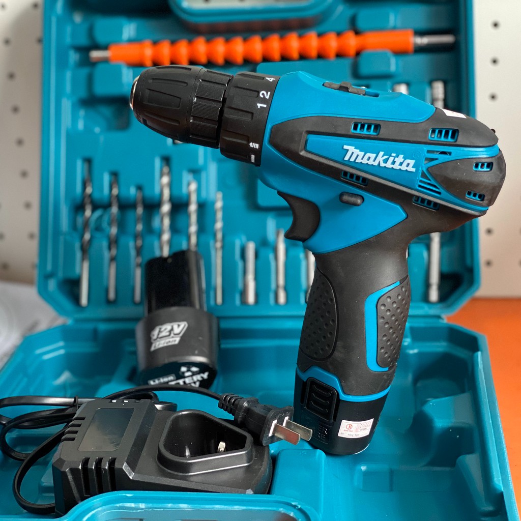 Máy khoan pin cầm tay Maktia 12V - 2 Pin – KHOAN – BẮT VÍT – VẶN ỐC - Tặng kèm hộp 24 chi tiết
