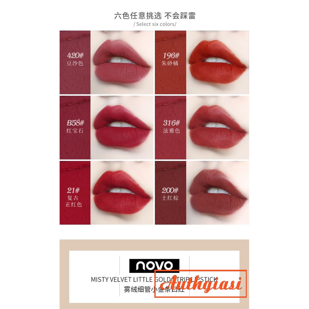 Son thỏi SIÊU SANG CHẢNH MỀM MỊN LÌ Novo Lipstick Velvet Small Gold Bars | WebRaoVat - webraovat.net.vn