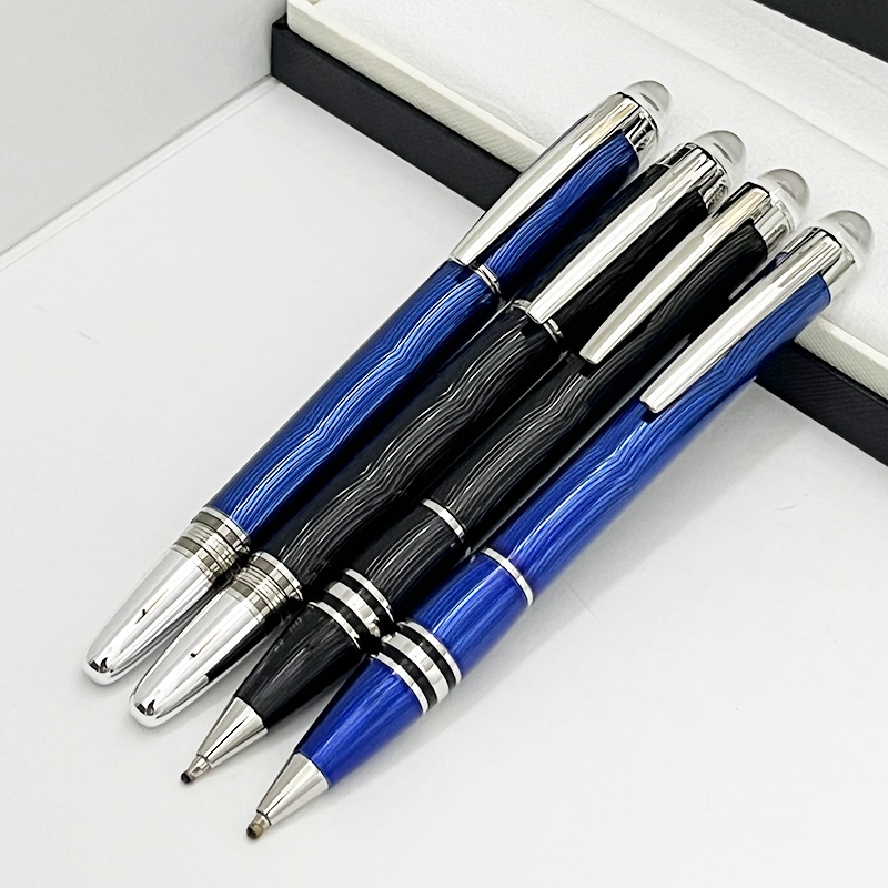 Bút Ký Montblanc Bằng Kim Loại Màu Xanh Dương / Đen Với Đầu Bút Bi Pít Tông Pha Lê