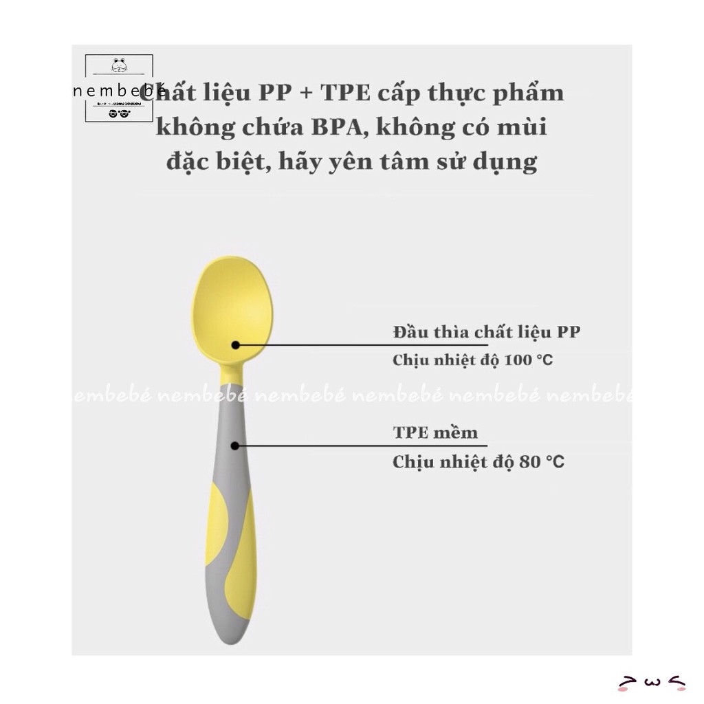 Set thìa dĩa tập xúc uốn cong cho bé ăn dặm phát triển kỹ năng có hộp đựng