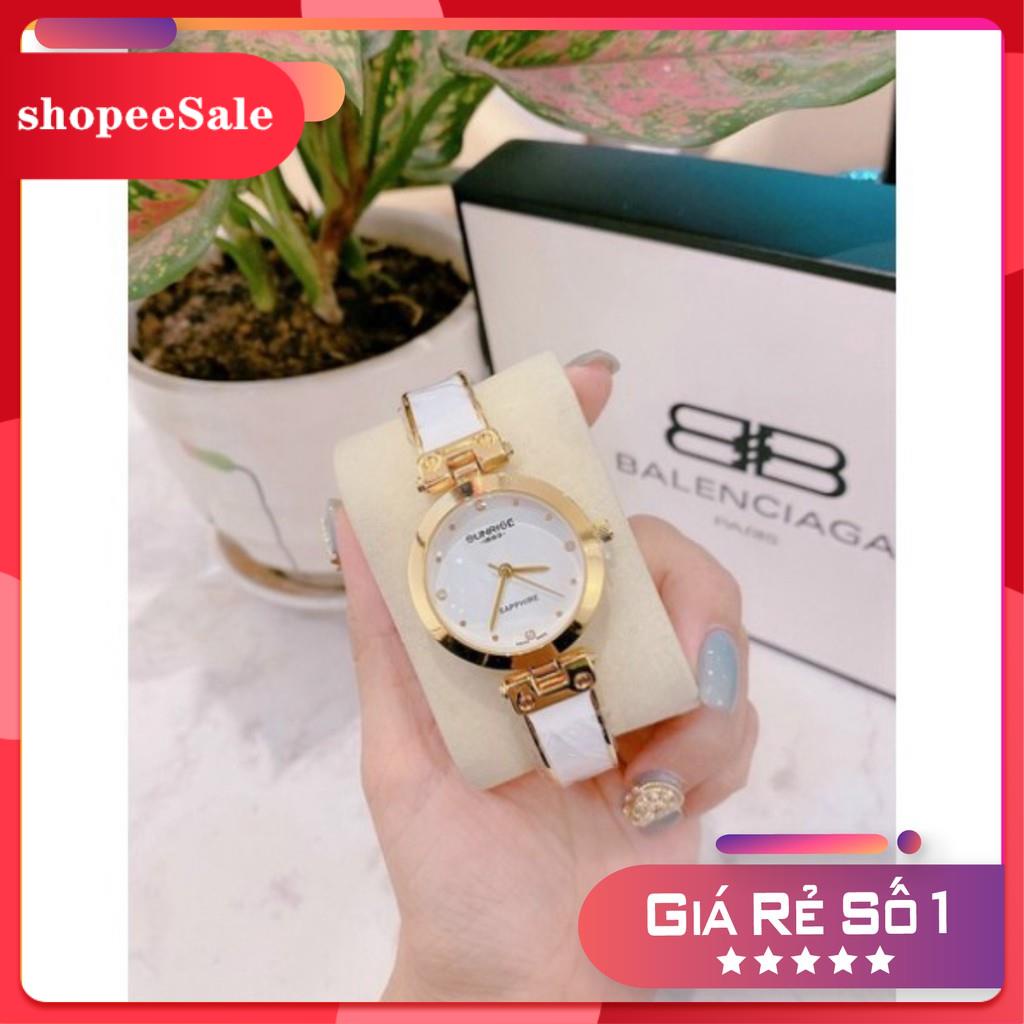 Đồng hồ nữ sunrise chống nước đồng hồ nữ đẹp đeo tay thời trang dây thép không gỉ dây lắc bảo hành 12 t