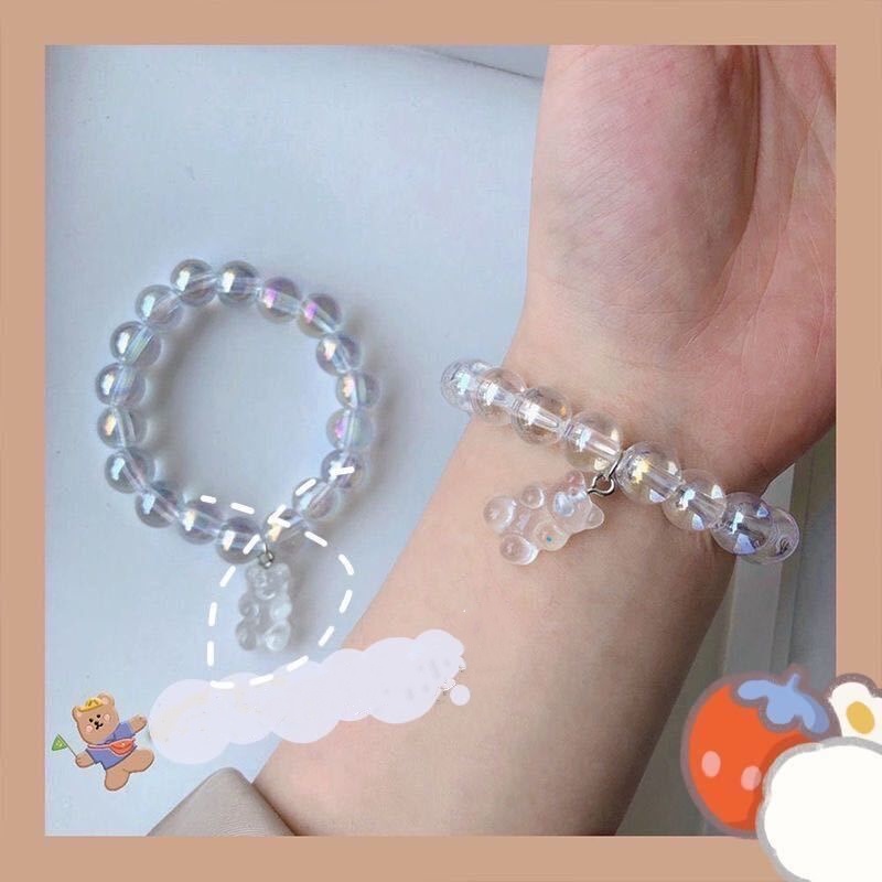 Vòng tay tình bạn chất liệu co giãn đính hạt pha lê trong suốt thời trang cho nữ