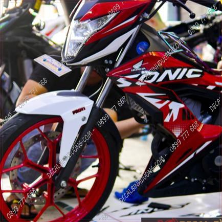 Decal Xe Máy - Tem Trùm Sonic Đỏ Trắng Mẫu Hot Nhất