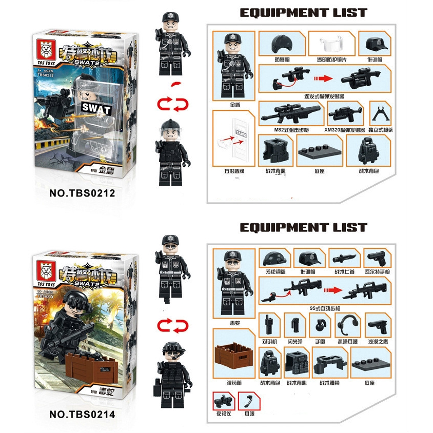 Khối lắp ráp LEGO TBS 11-16 SWAT mô hình cảnh sát cho trẻ em