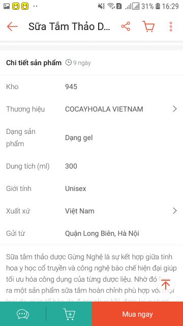 Sữa Tắm Thảo Dược Gừng Nghệ Giữ Ấm cho cơ thể mẹ, an toàn cho bé COCAYHOALA 300g | BigBuy360 - bigbuy360.vn