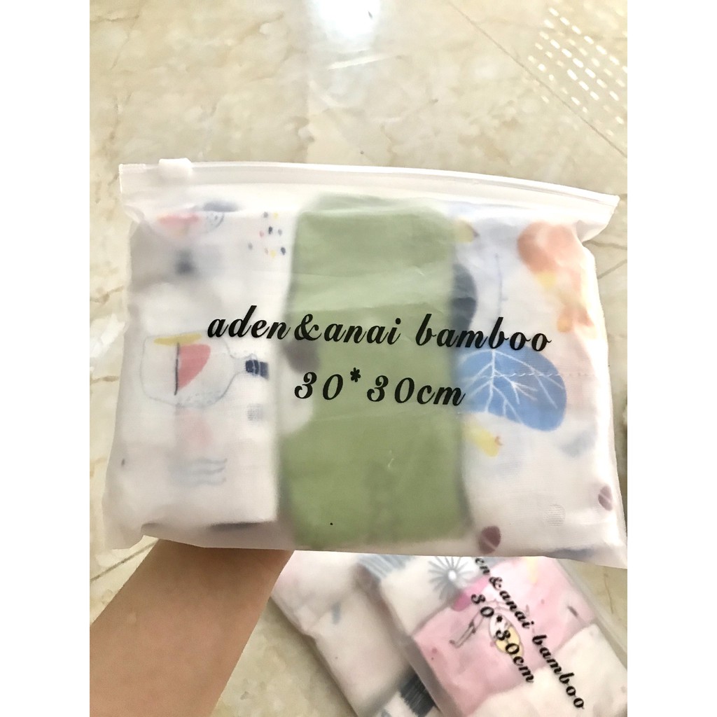 Khăn Sữa Sợi Tre Aden Anai 4 Lớp, 1 Set Gồm 3 Khăn, Hàng Sẵn Giao Ngay, Không Chọn Hình, Giao Ngẫu Nhiên